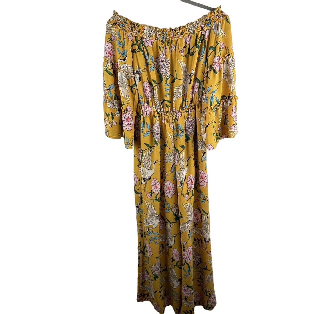 FLYING TOMATO SIZE XS OFF SHOULDER JUMPSUIT ON GOLDENROD FLARE SLEEVES - Picture 2 of 11